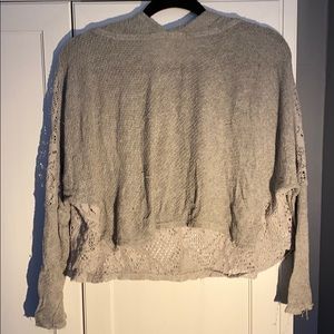 Hollister, gray sweater, open lace back